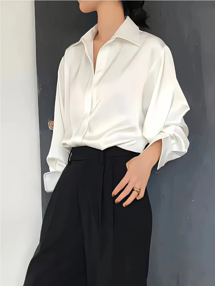 Plus Size Casual Women Silk Sh - Silk Blouse 评论和价格