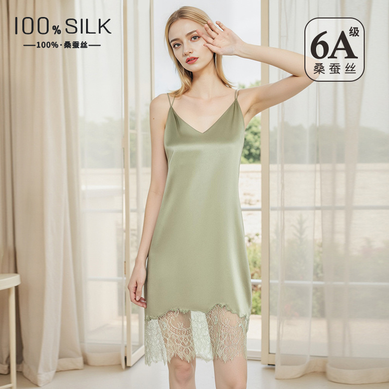 Sexy Ice Silk Slip Dress Women - Lace Dress 评论和价格