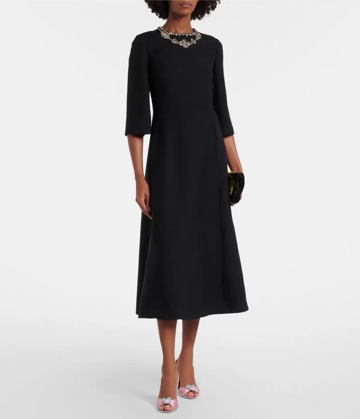 Premium Silk Wool Mint Green W - Midi Dress 评论和价格