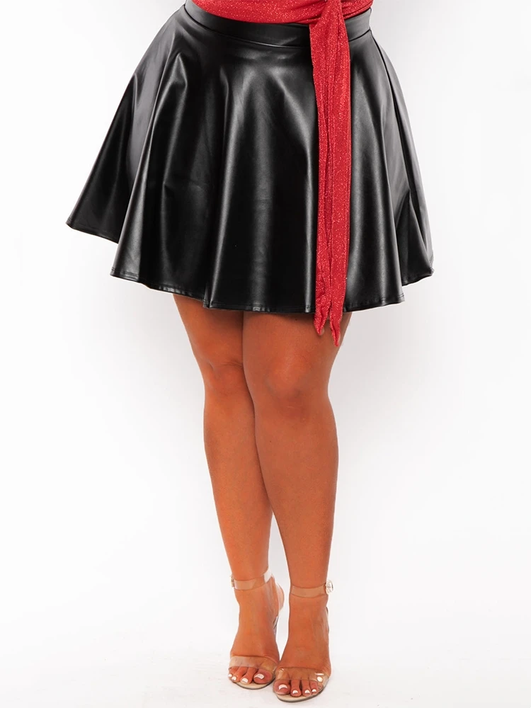 Women Plus Size Matte Leather  - Formal Skirt 评论和价格